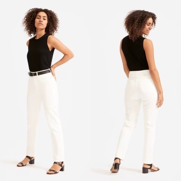 Everlane Denim - Cotton Everlane the High Rise Straight Jeans in Bone White Sz. 27